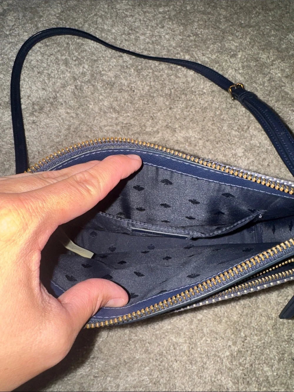 kate spade Navy Multi-Stripe Crossbody with Gold Hardware